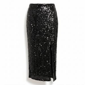 ♥️ Fashion Nova Black Sequin Midi Skirt Party Valentines Day Medium Glam